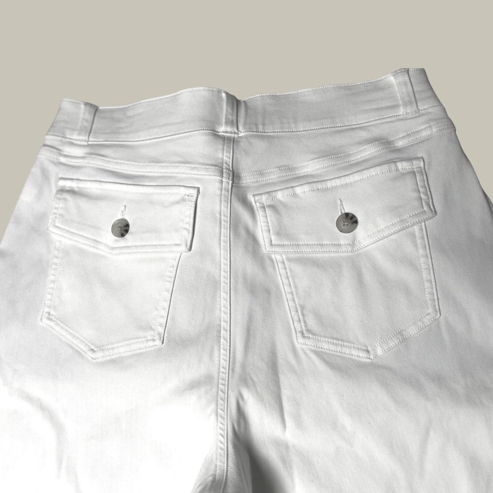 Spanx Stretch Twill Bright White Cropped Wide Leg Pants Women's XL - Picture 7 of 13